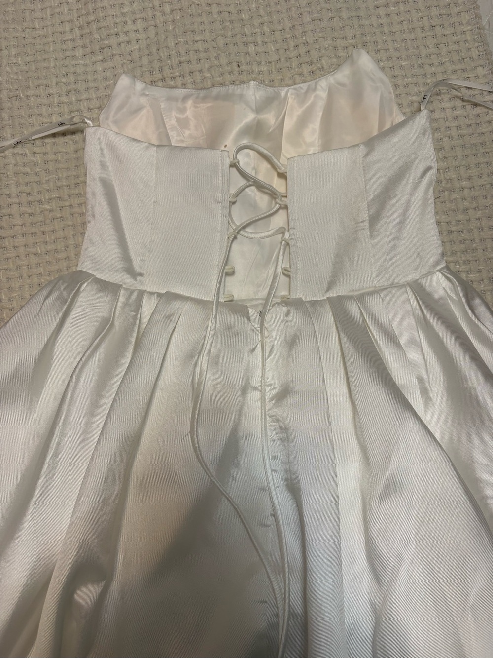 Bridal Strapless Bubble Hem Satin Mini Dress - White - Picture 4 of 5
